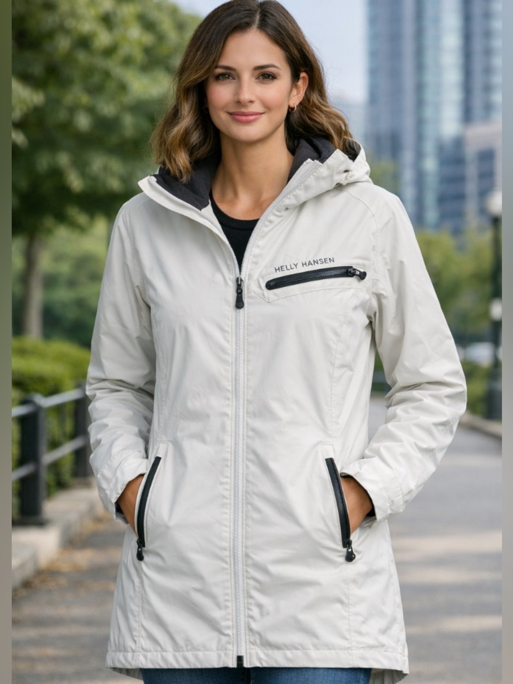 Helly Hansen Helly Tech White Rain Jacket Hood Coastal Outdoor Gorpcore Medium